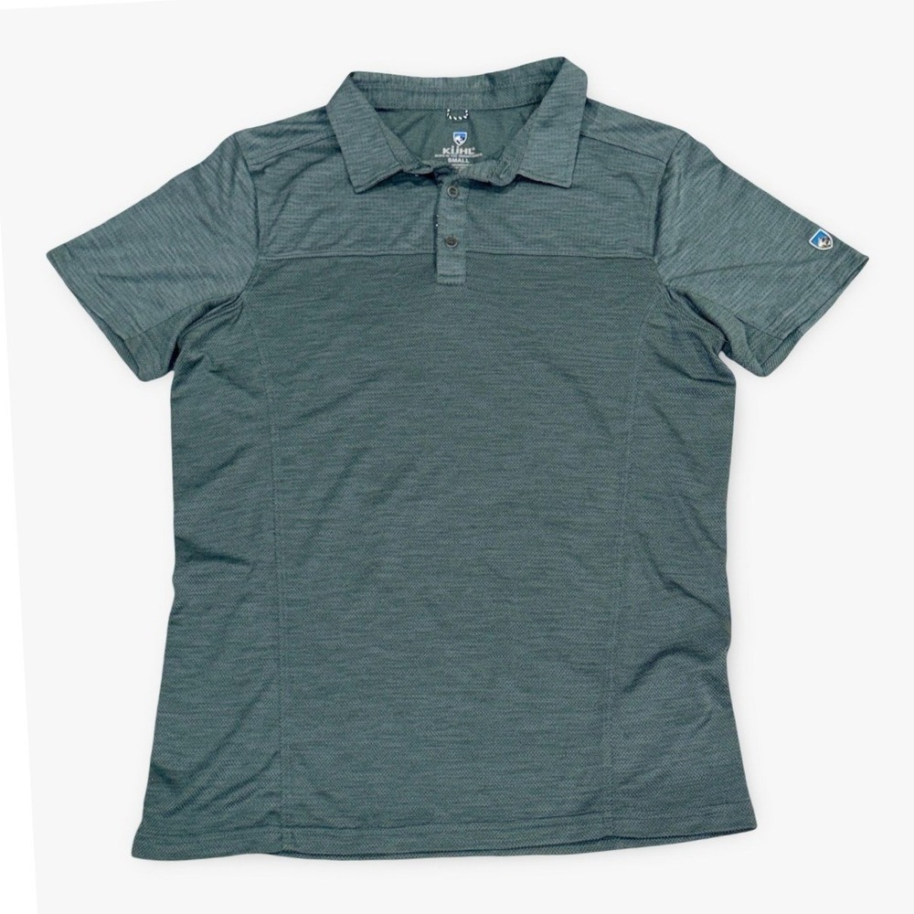KUHL Engineered Polo Men S AKTIV Green KUHLDRY Knit Short Sleeve Hiking Gorpcore